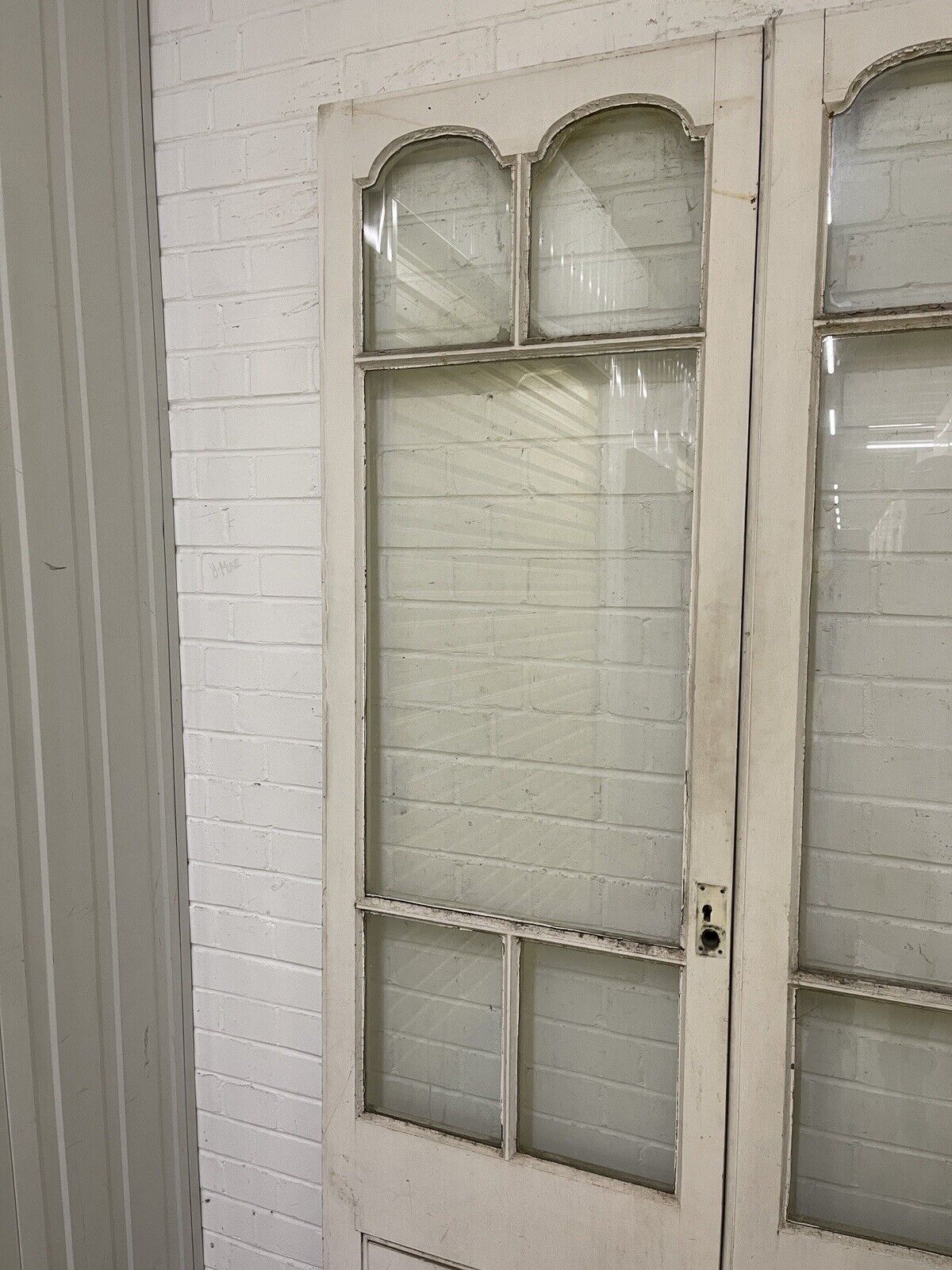 Reclaimed Edwardian French Single Panel Glass Wooden Double Doors 2070 x 1210mm
