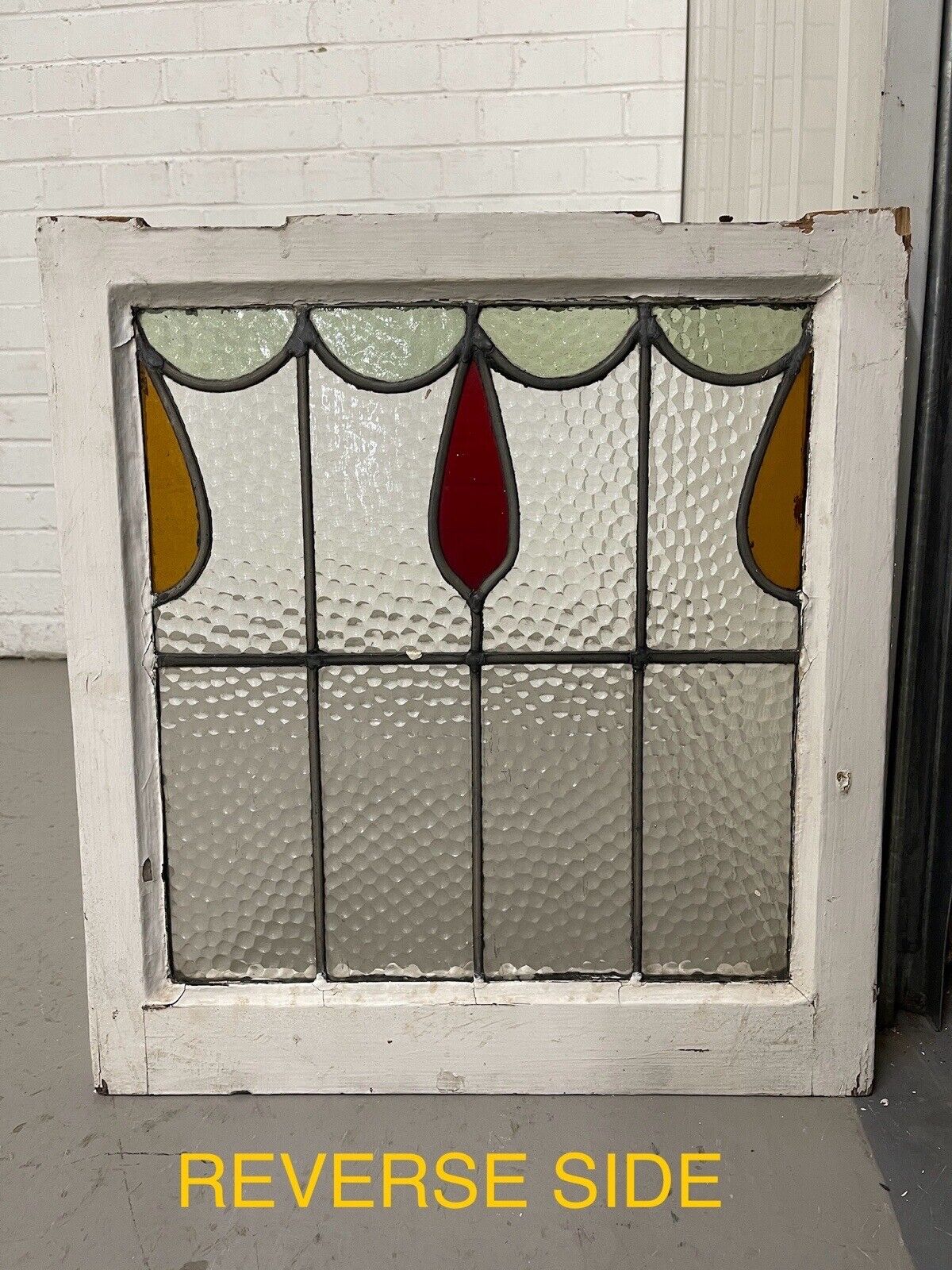 Reclaimed Leaded Light Stained Glass Window Panel 465 x 500mm