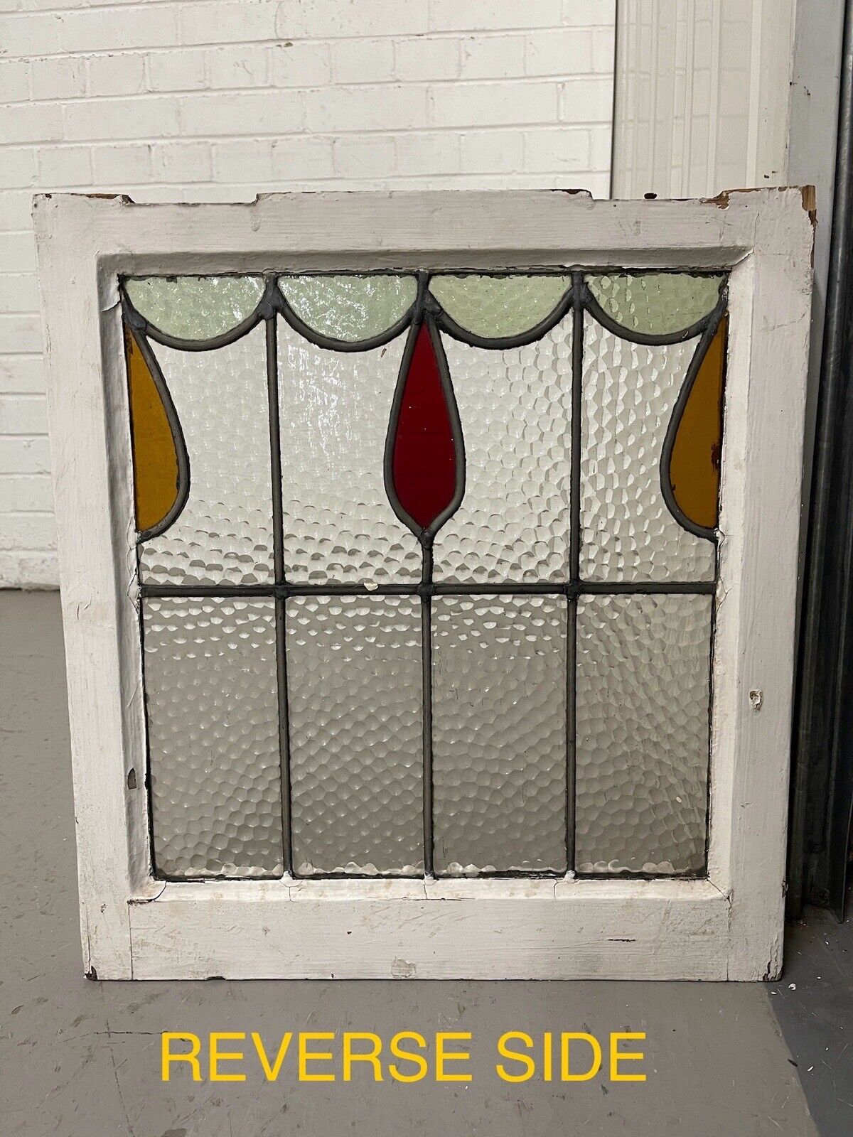 Reclaimed Leaded Light Stained Glass Window Panel 465 x 500mm