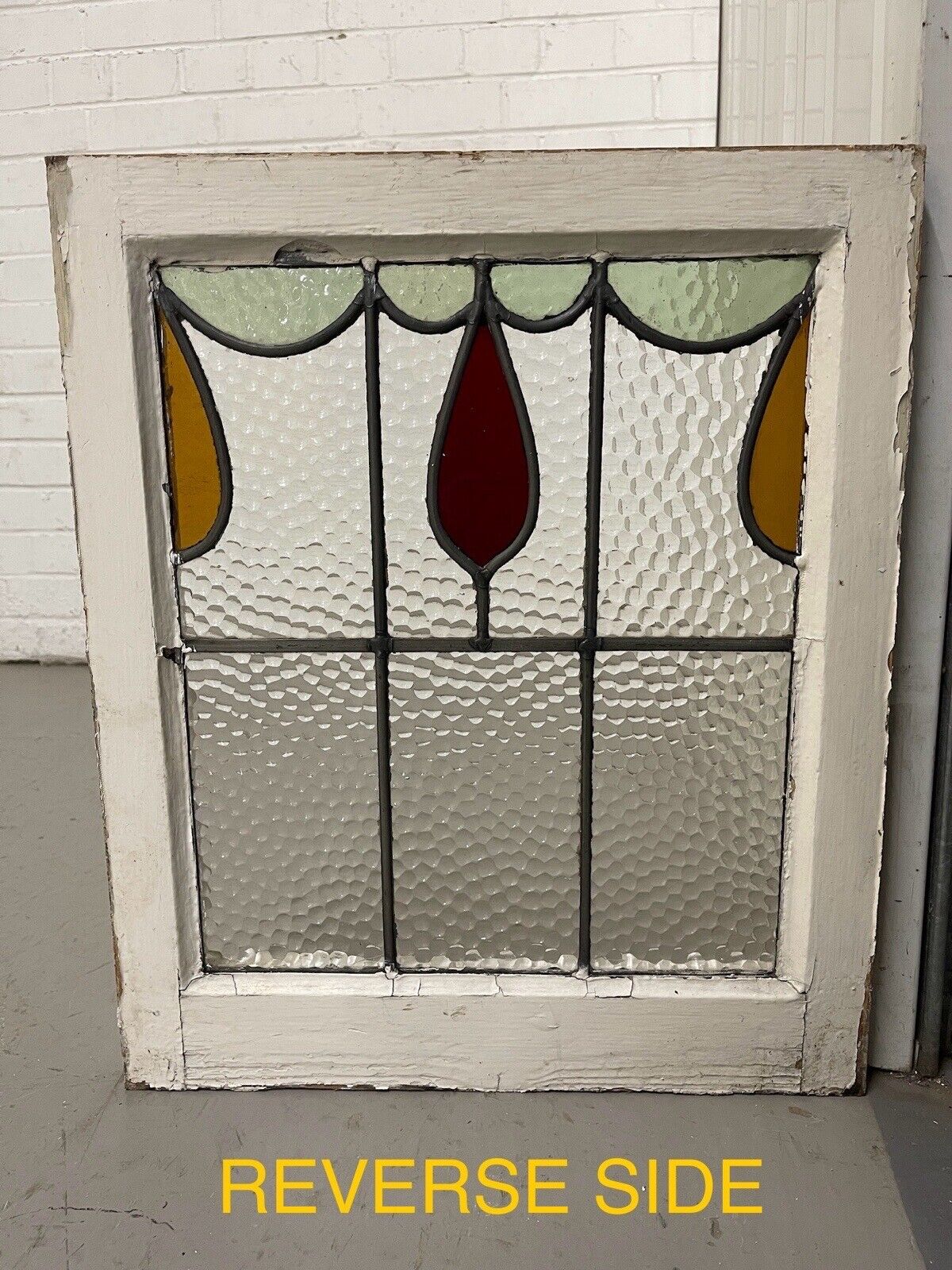 Reclaimed Leaded Light Stained Glass Window Panel 430 x 505mm