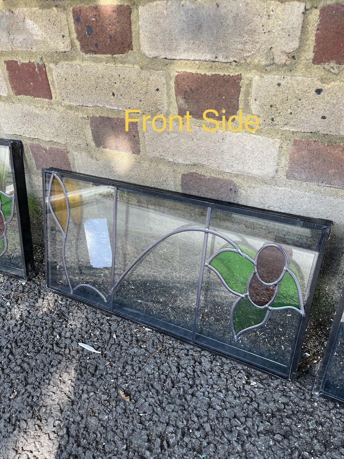 Job Lot Of Three Leaded Light Double Glazed Floral Stained Glass Panels
