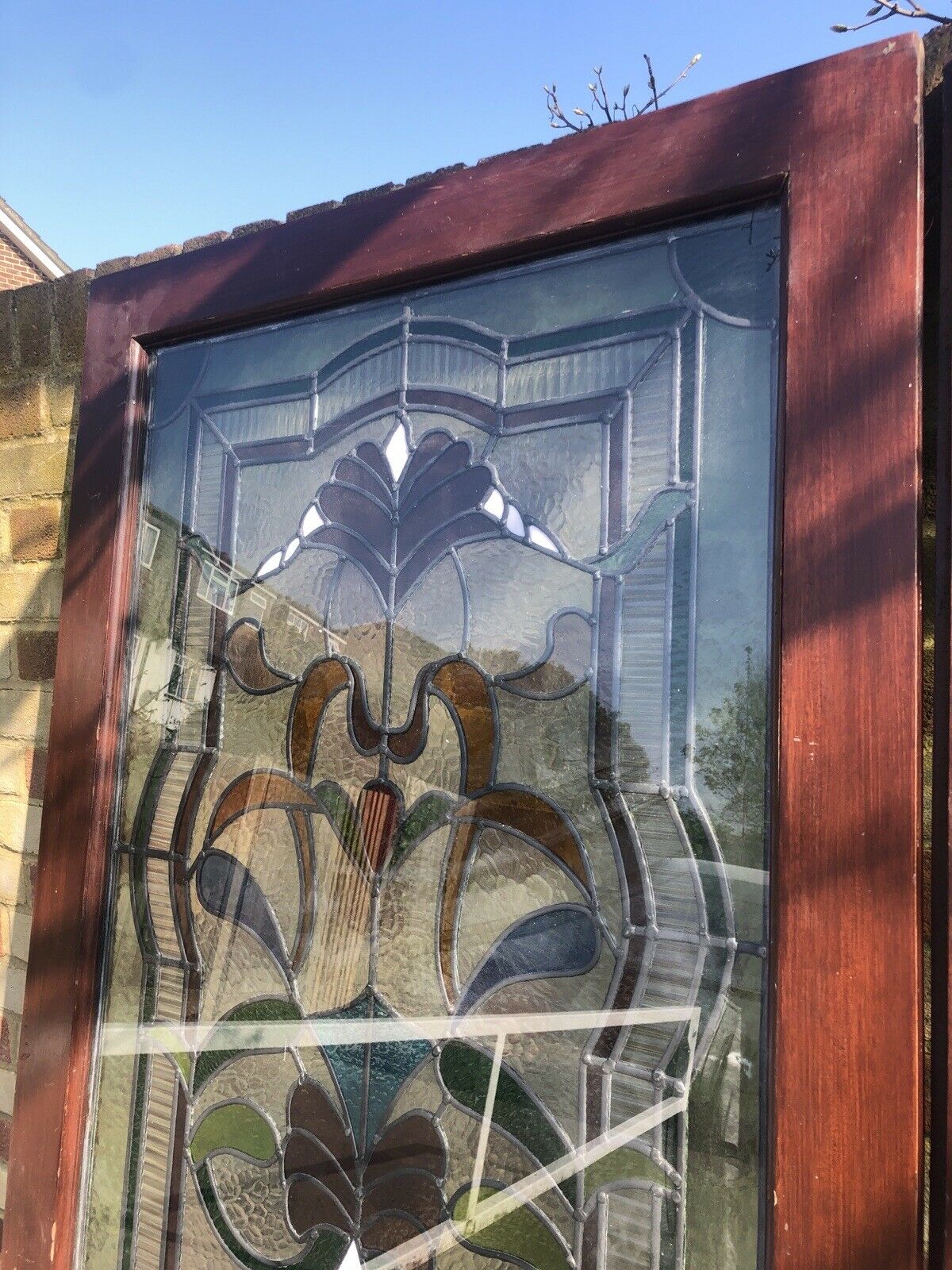Reclaimed Old French Stained Glass Wooden Double Doors 2020 x 1695mm