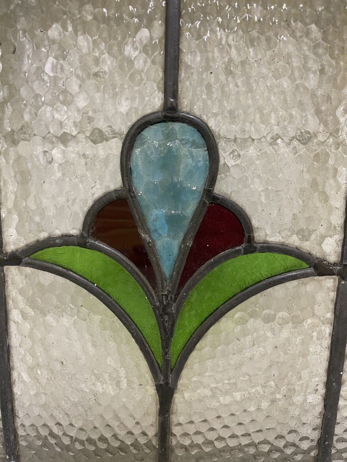 Reclaimed Leaded Light Stained Glass Art Nouveau Wooden Window Panel