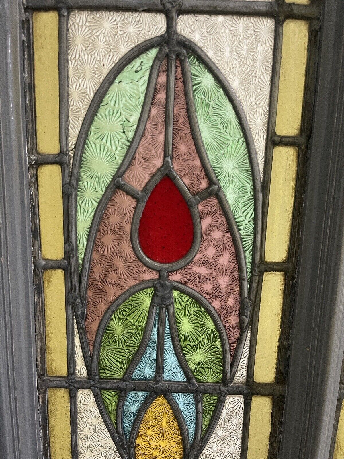 Reclaimed Victorian Edwardian Wooden Panel Stained Glass Front Door 1975 x 760mm