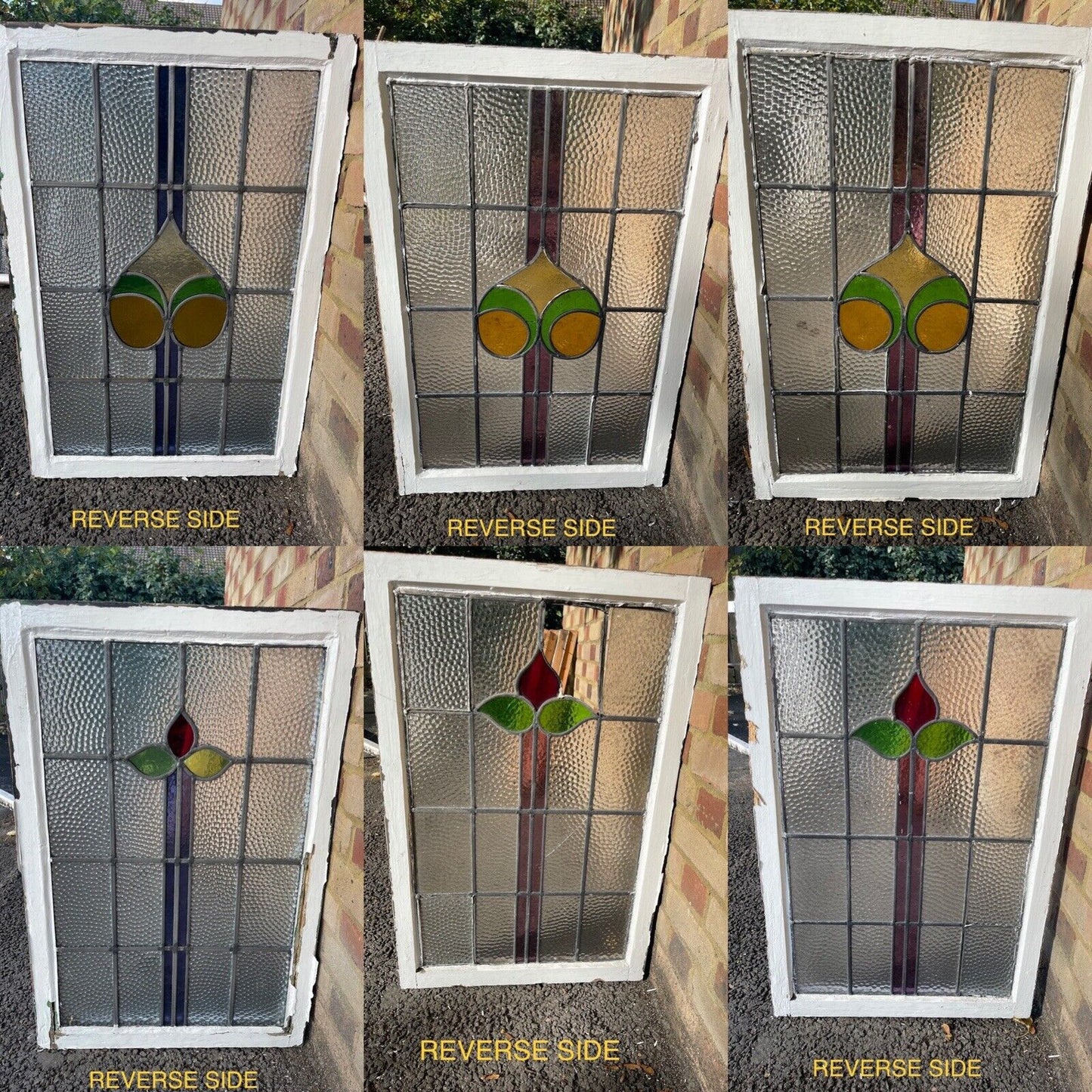 A Set Of Reclaimed Leaded Light Stained Glass Art Nouveau Window Panels