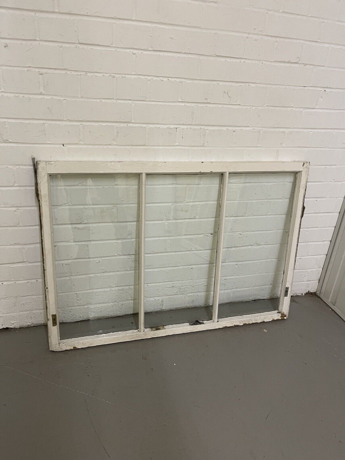 Pair Of Reclaimed Old Victorian Edwardian Three Wooden Panel Sash Windows