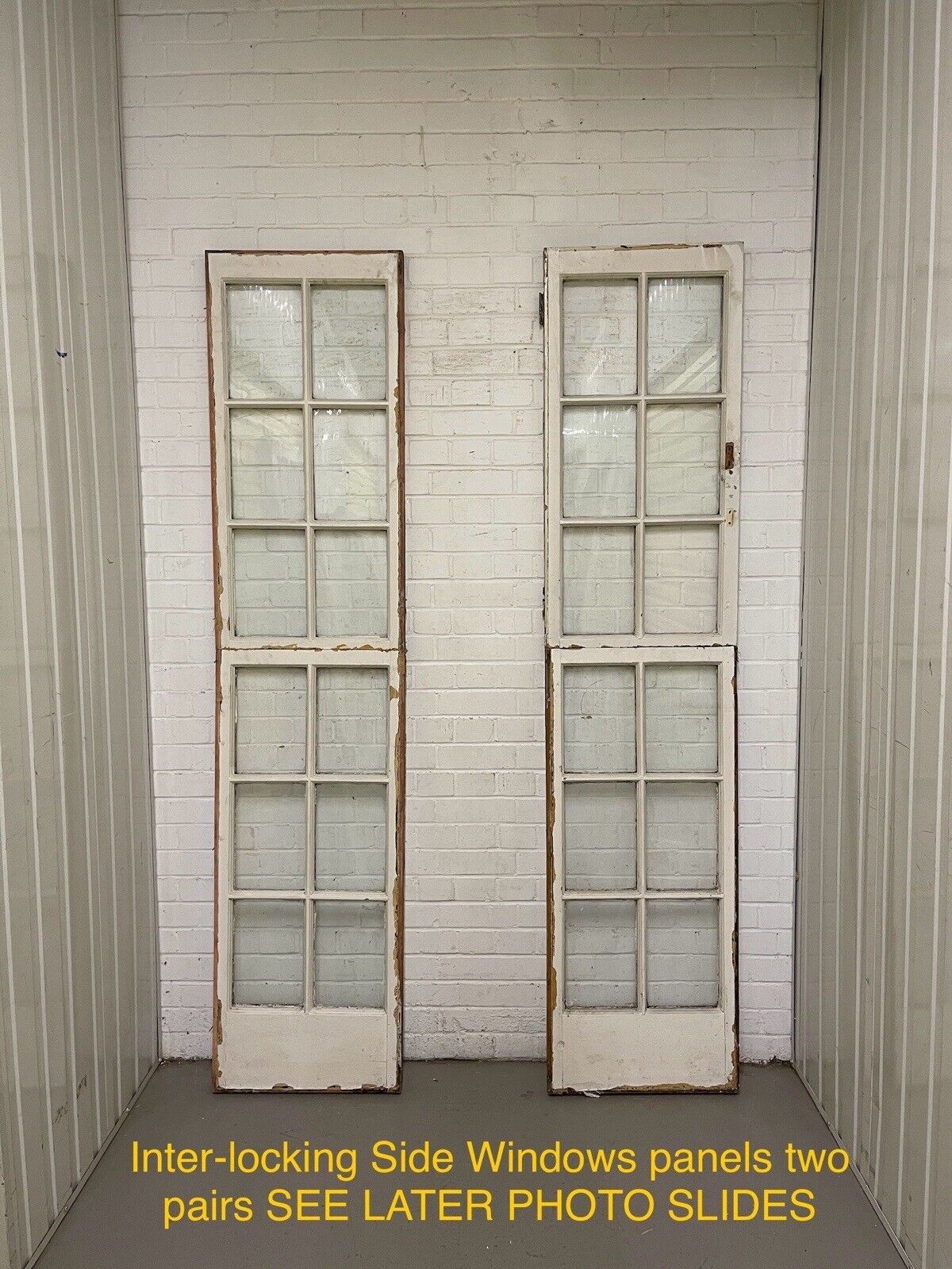 Reclaimed French Georgian Wooden Double Doors With Side Windows 2235 x 11070mm