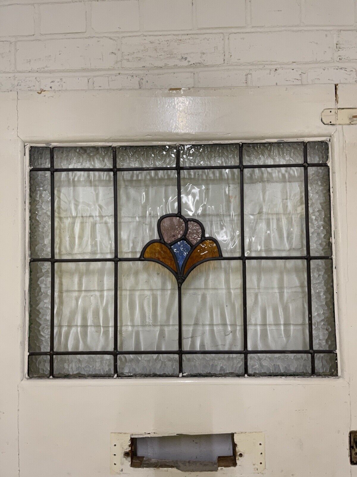 Reclaimed Victorian Edwardian Stained Glass Wooden Panel Front Door 2028 x 813mm