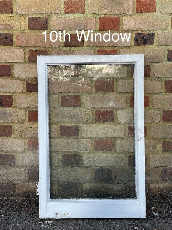 Job Lot Of Reclaimed Old Wooden Panel Sash Windows Cylinder Wavy Glass X 10