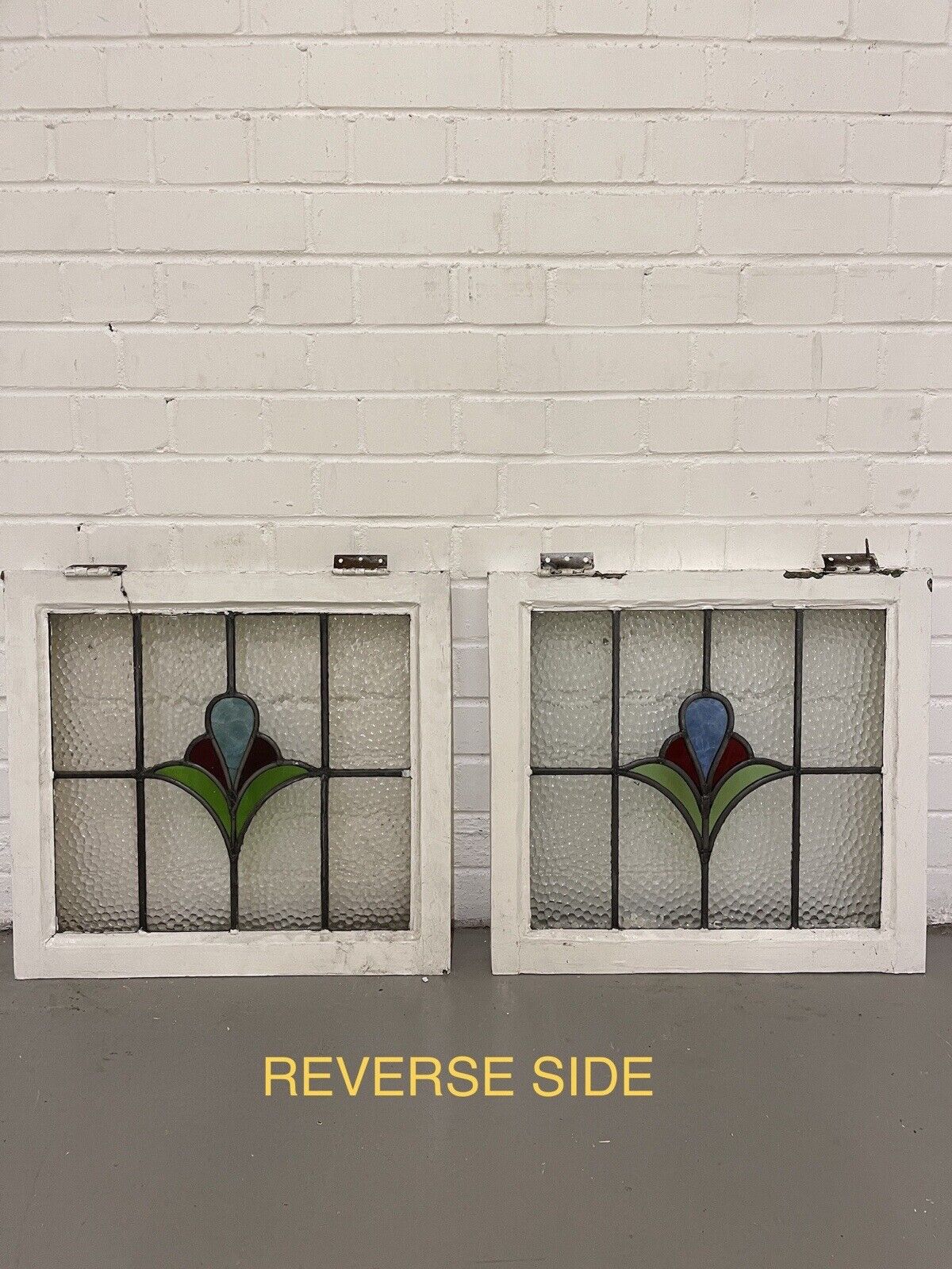 Reclaimed Leaded Light Stained Glass Art Nouveau Wooden Window Panel