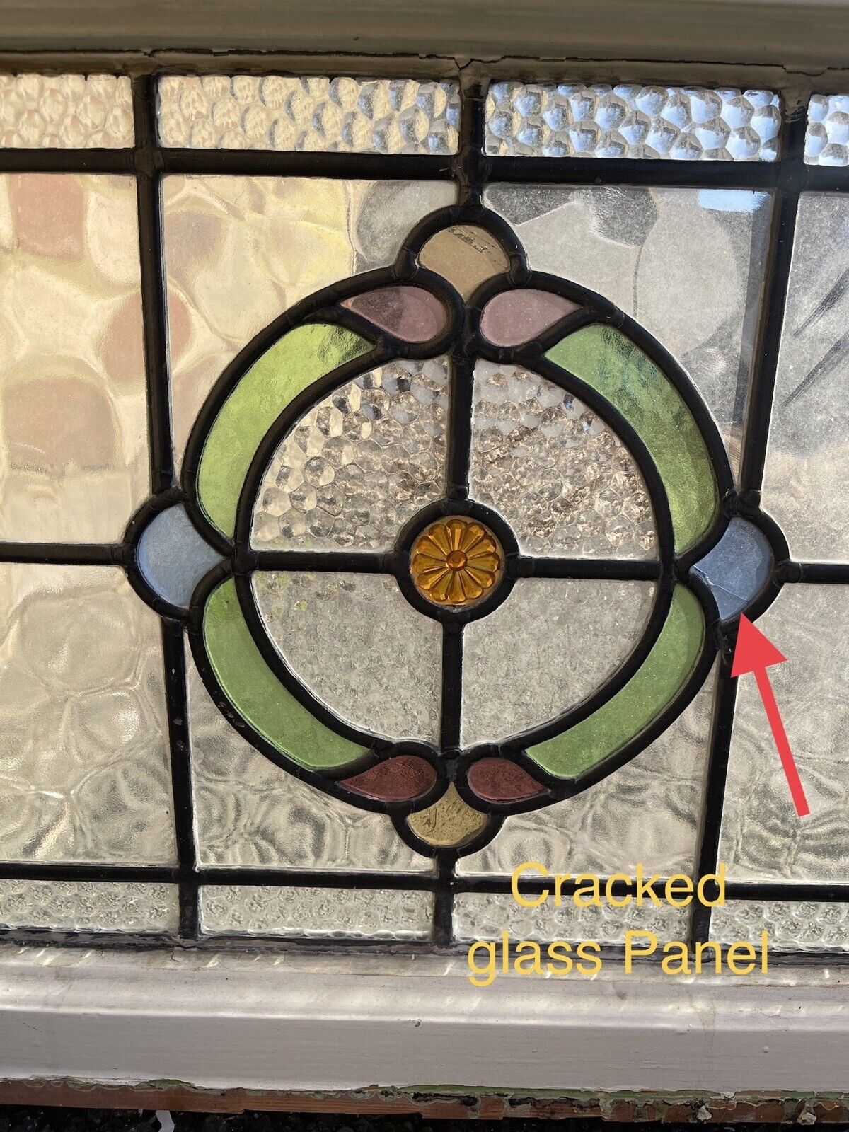 Pair Of Reclaimed Leaded Light Stained Glass Art Nouveau Wooden Window Panels
