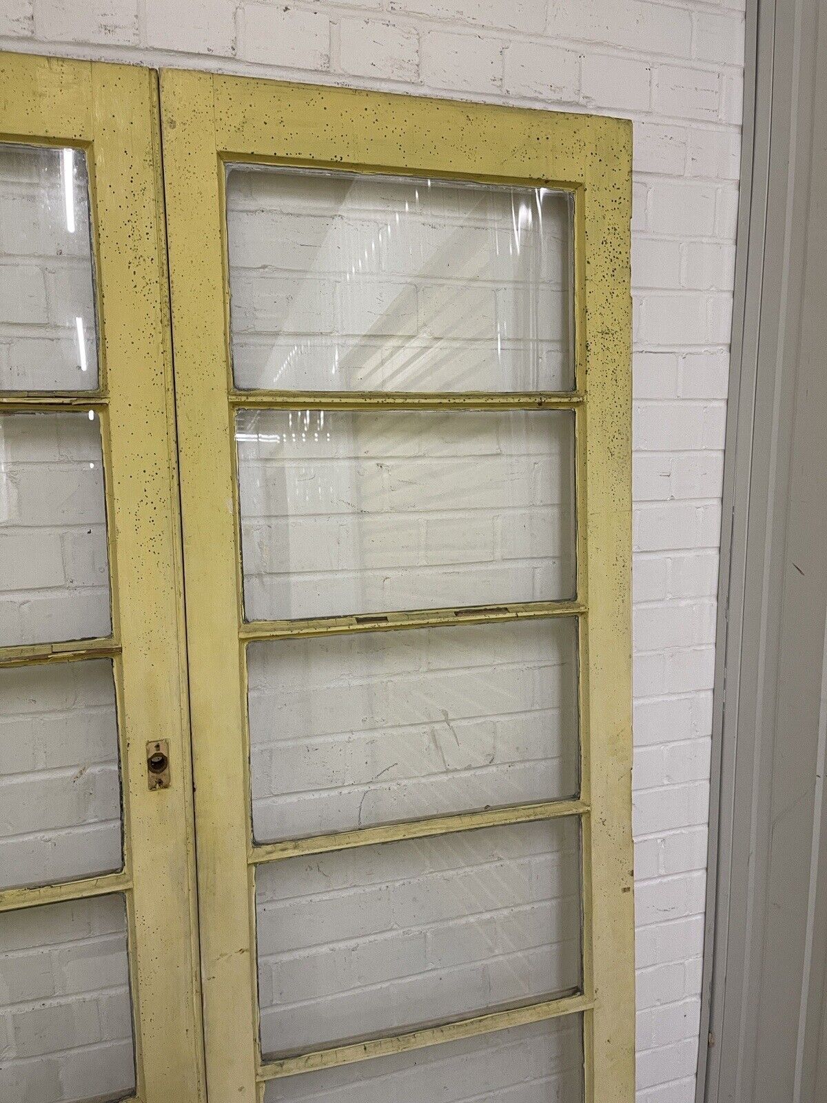 Reclaimed Old French Single Panel Glass Wooden Double Doors 1210 x 1970mm
