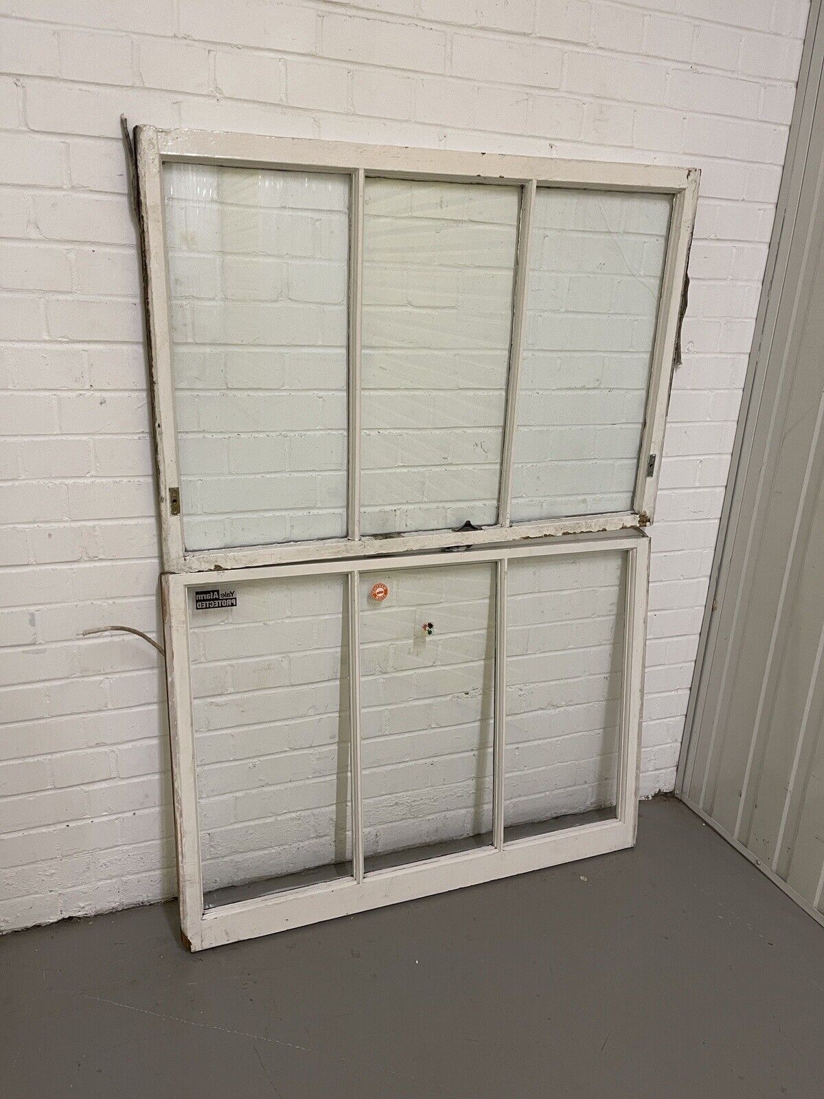 Pair Of Reclaimed Old Victorian Edwardian Three Wooden Panel Sash Windows
