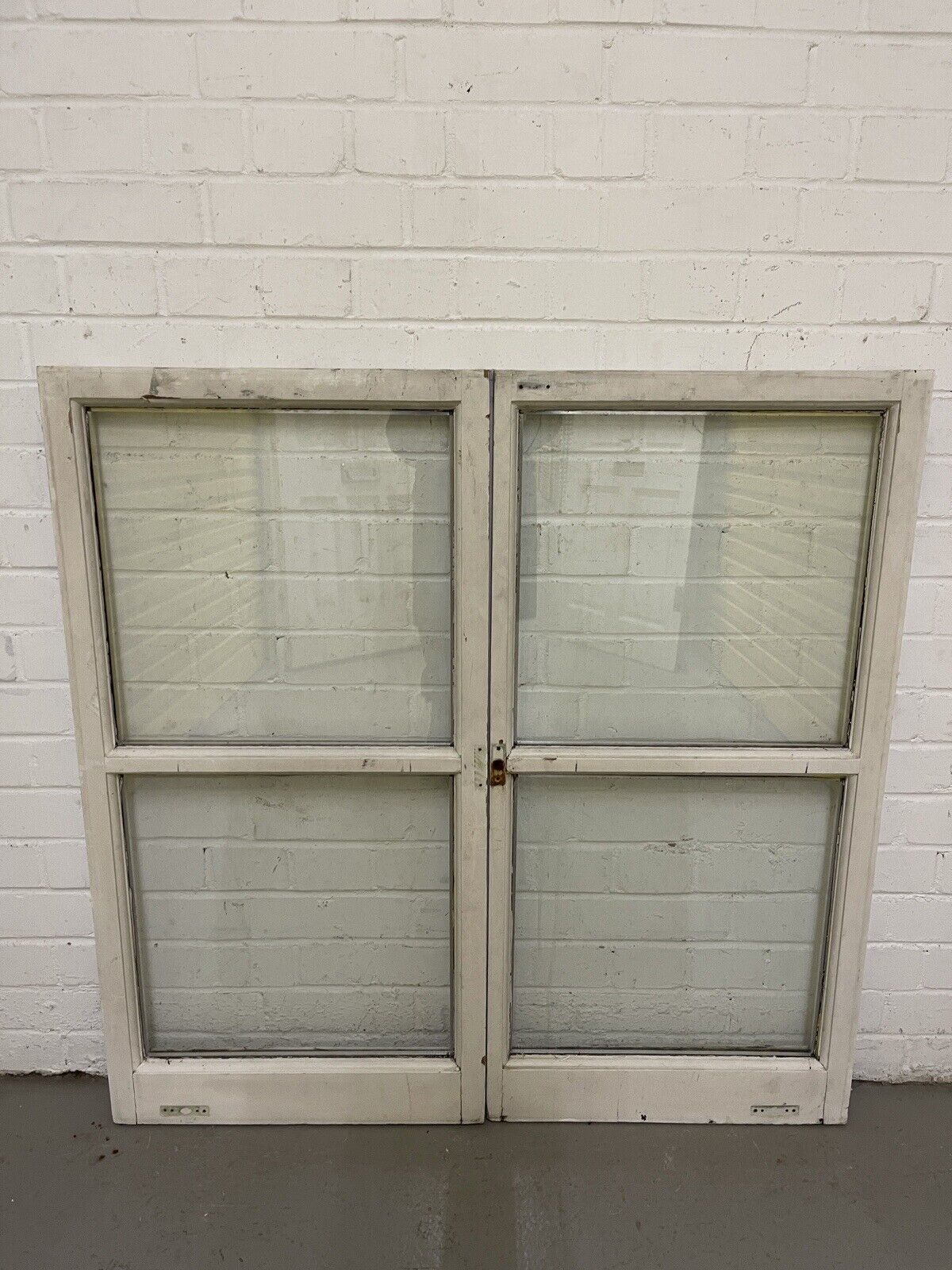 Pair Of French Interlocking Double Glazed Wooden Windows 1030mm x 1022mm