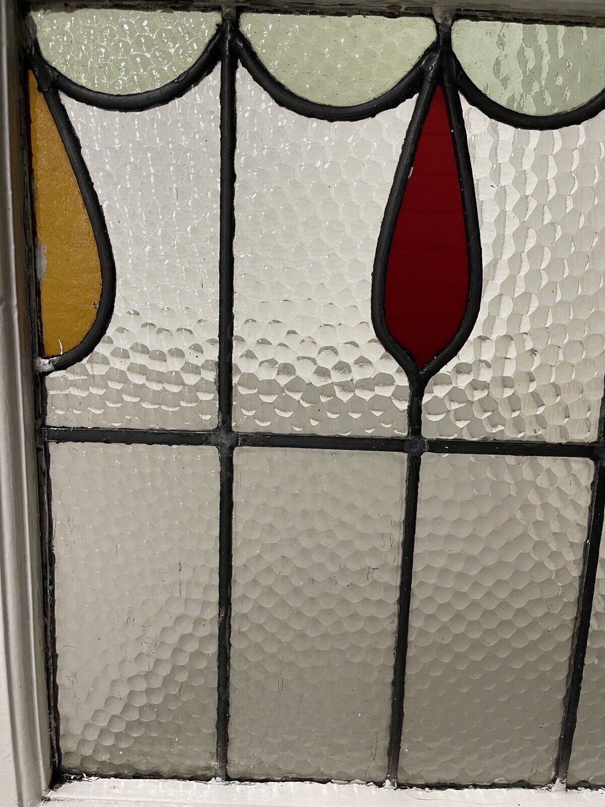 Reclaimed Leaded Light Stained Glass Window Panel 465 x 500mm