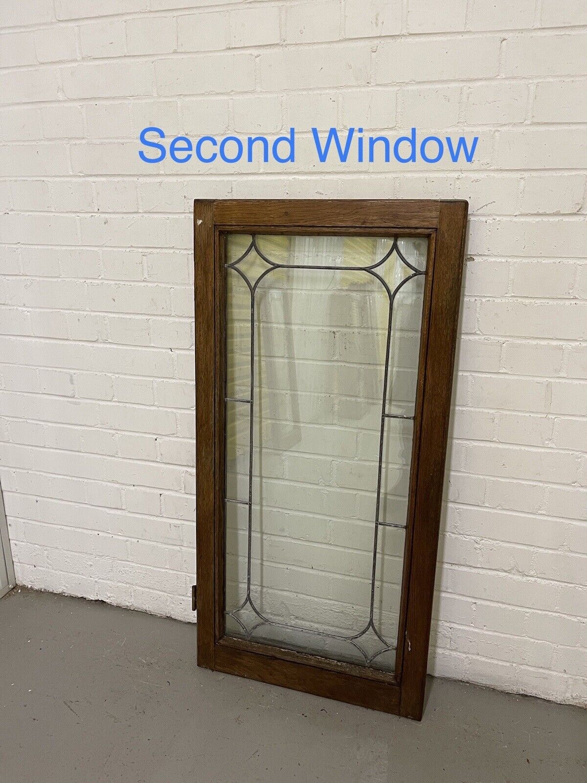 Job Lot Of Three Double Glazed Leaded Trim Oak Wooden Windows Various Sizes