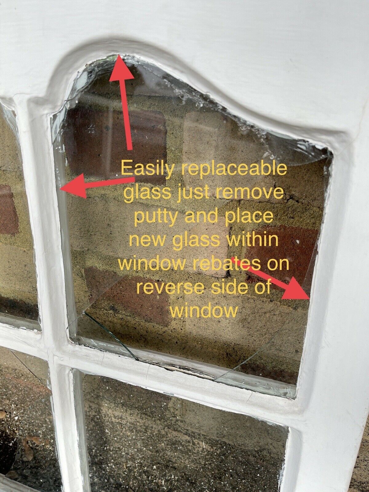 Reclaimed Old Edwardian Arch Sash Wooden Window 603 x 525mm