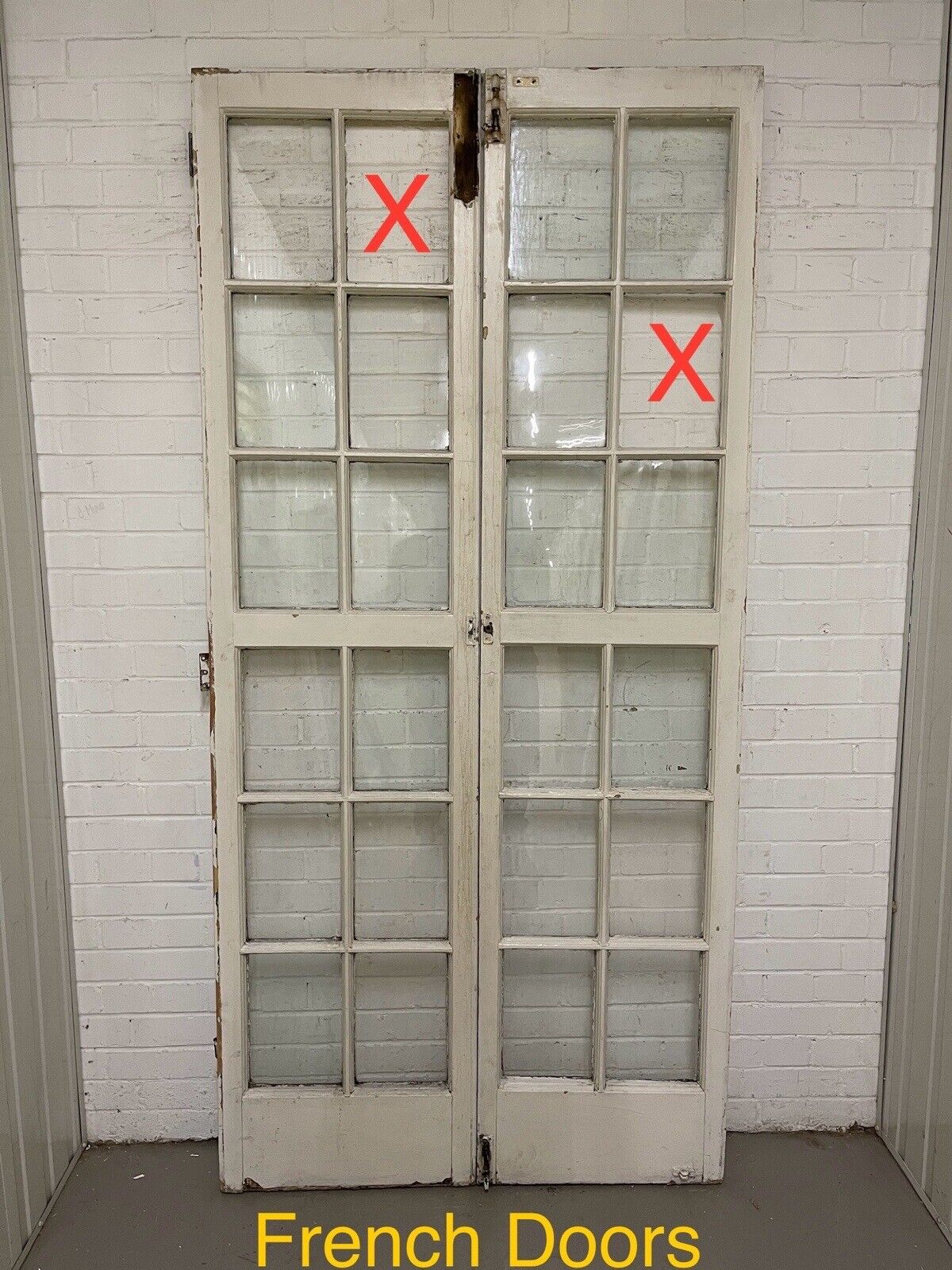 Reclaimed French Georgian Wooden Double Doors With Side Windows 2235 x 11070mm