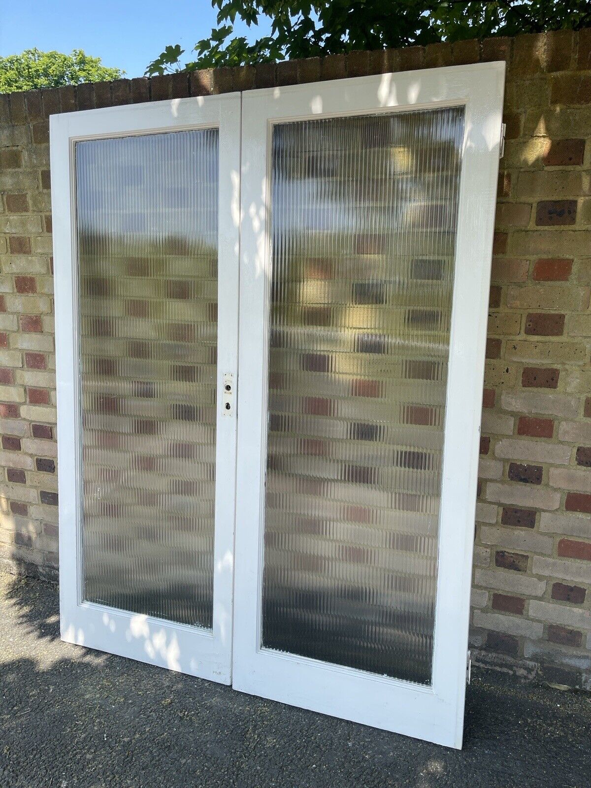 Reclaimed Reeded Glass Internal Or External French Doors 1950 x 1505mm