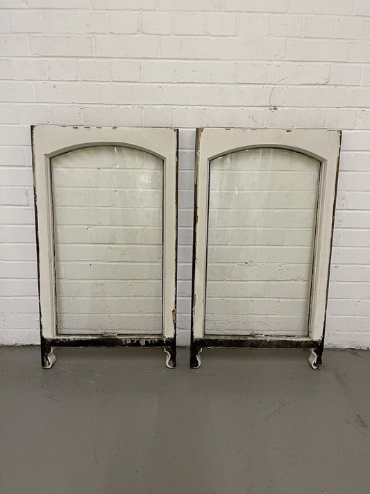 Pair Of Reclaimed Edwardian Arch Panel Wooden Sash Windows 535 x 930 535 x 930mm