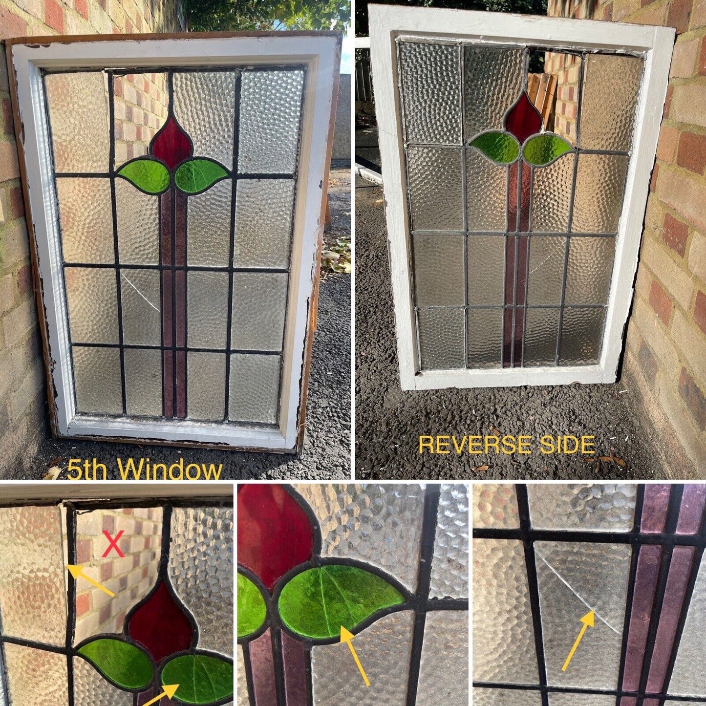 A Set Of Reclaimed Leaded Light Stained Glass Art Nouveau Window Panels