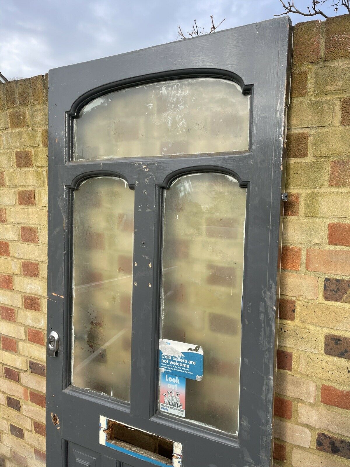 Reclaimed Old Edwardian Victorian Wooden Panel Front Door 2020mm x 815mm