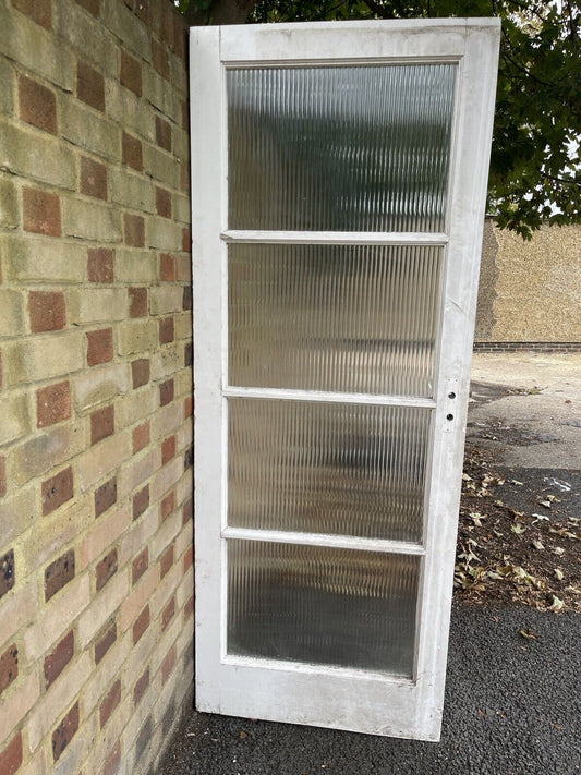 Reclaimed Reeded Glass Internal Or External Door 1970 or 1980 x 760mm