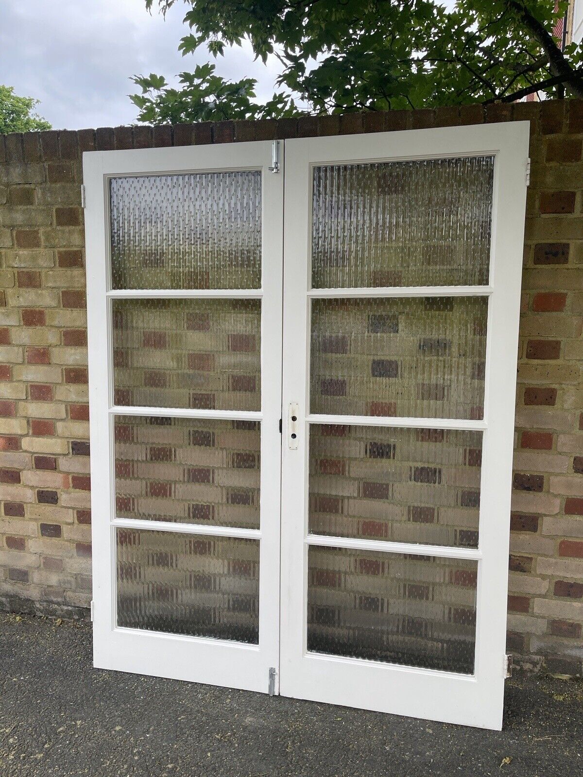 Reclaimed Reeded Glass Internal Or External French Doors 1954 x 1515mm