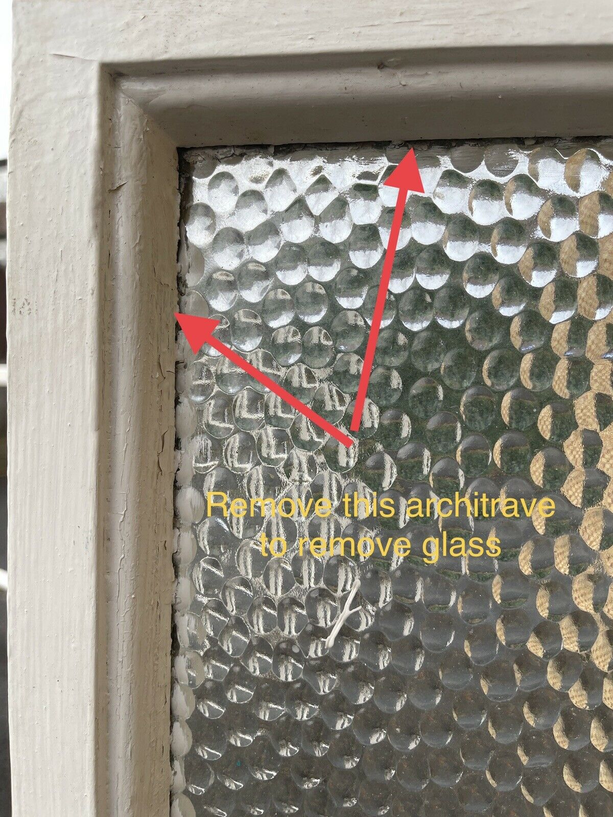 Reclaimed Hammered Glass Wooden Panel Window