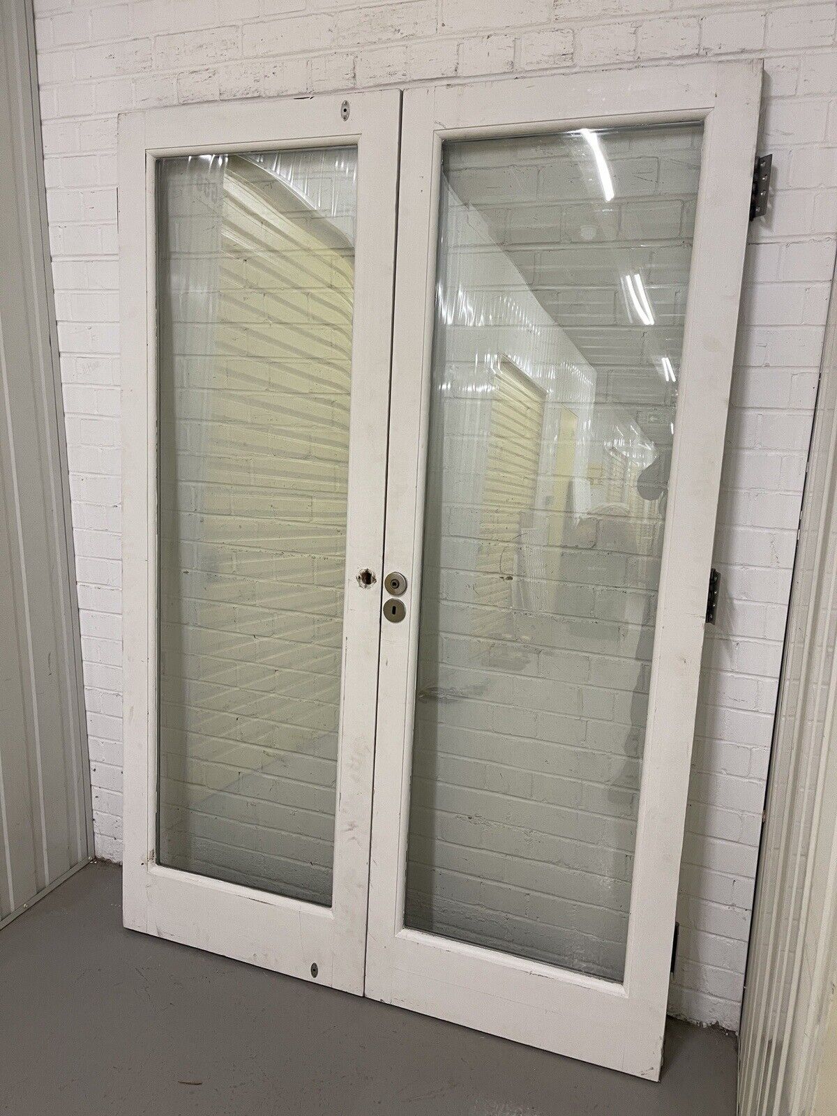 Reclaimed Old French Double Glazed Glass Wooden Double Doors 1355mm x 1980mm