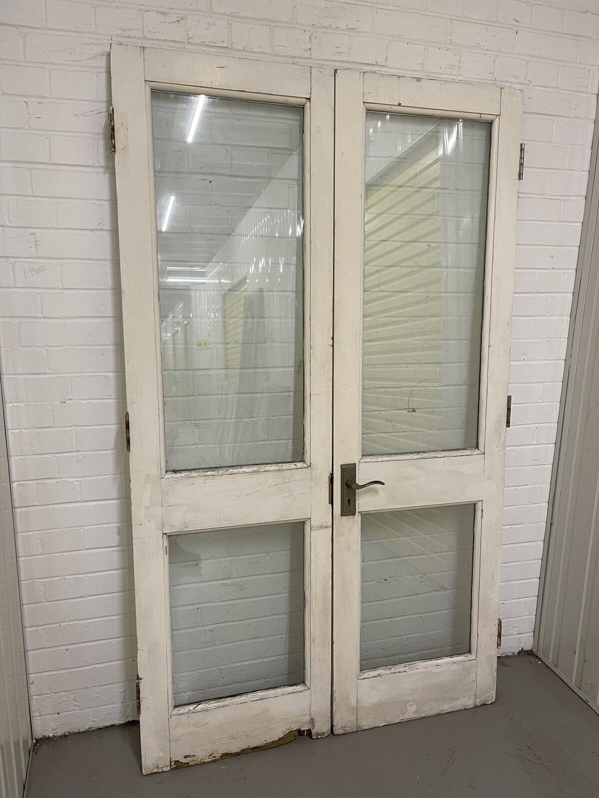 Reclaimed Old French Double Glazed Glass Wooden Double Doors 1170 x 1980mm