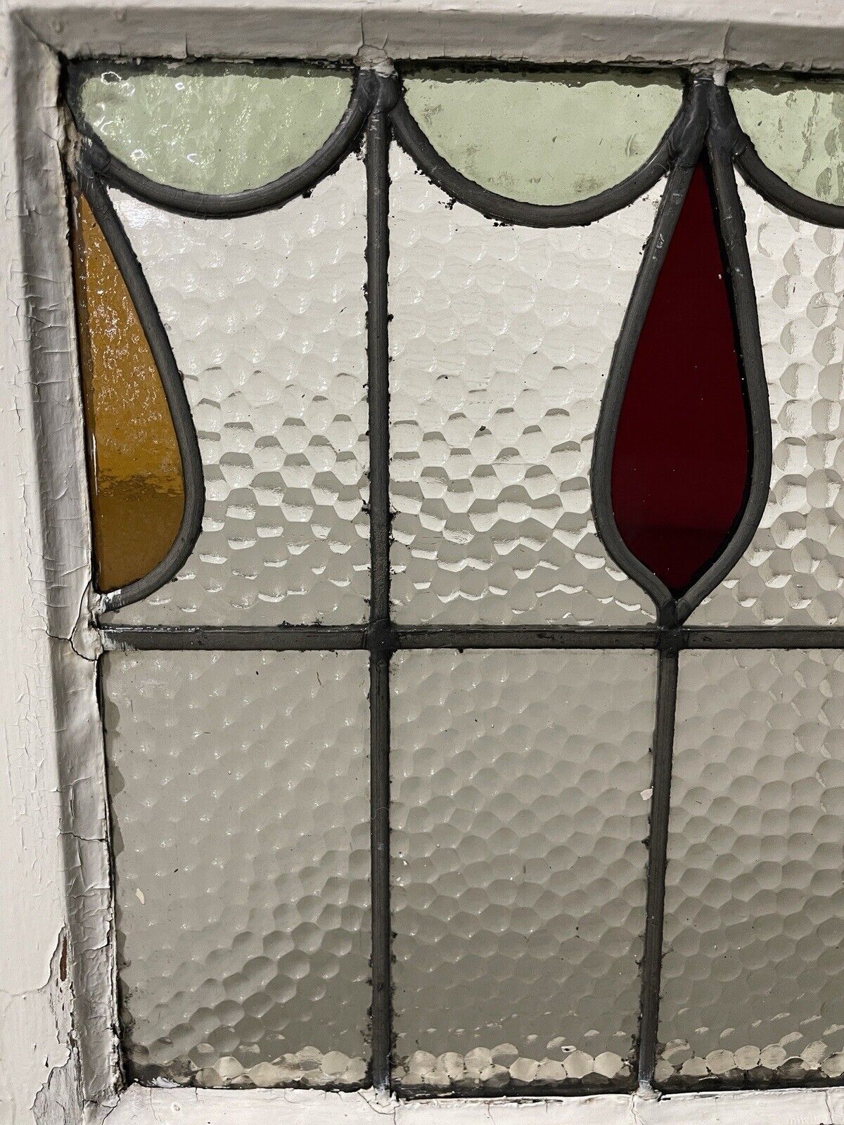 Reclaimed Leaded Light Stained Glass Window Panel 470 x 455mm