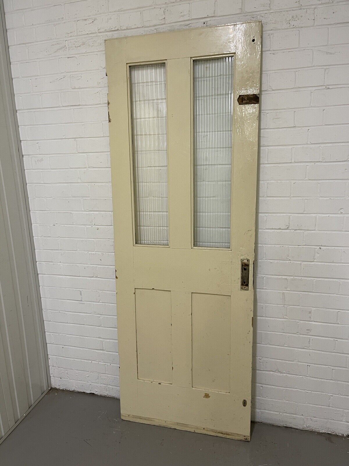 Reclaimed Reeded Glass Victorian Pine Internal 4 panel Door 1960 x 705mm