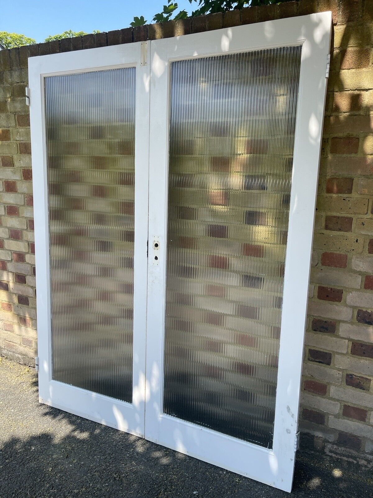 Reclaimed Reeded Glass Internal Or External French Doors 1950 x 1505mm