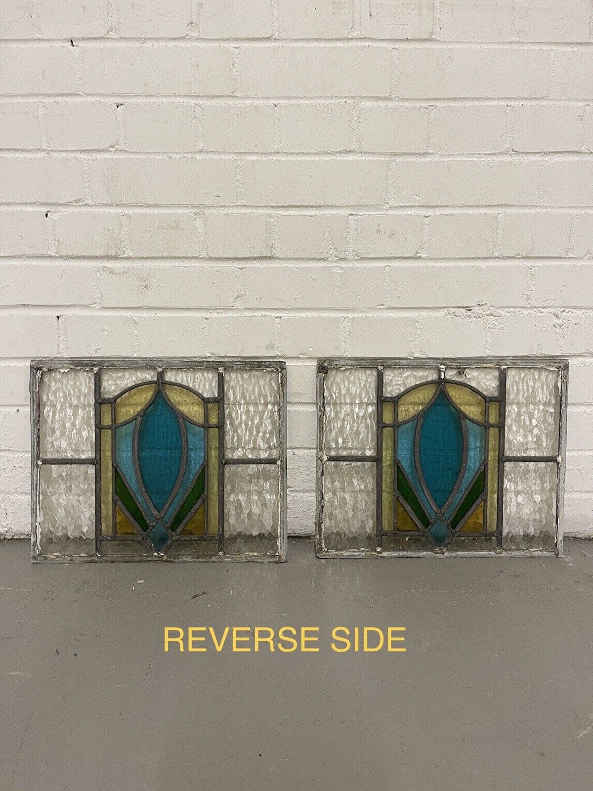 Reclaimed Art Nouveau Leaded Light Stained Glass Surround Panels