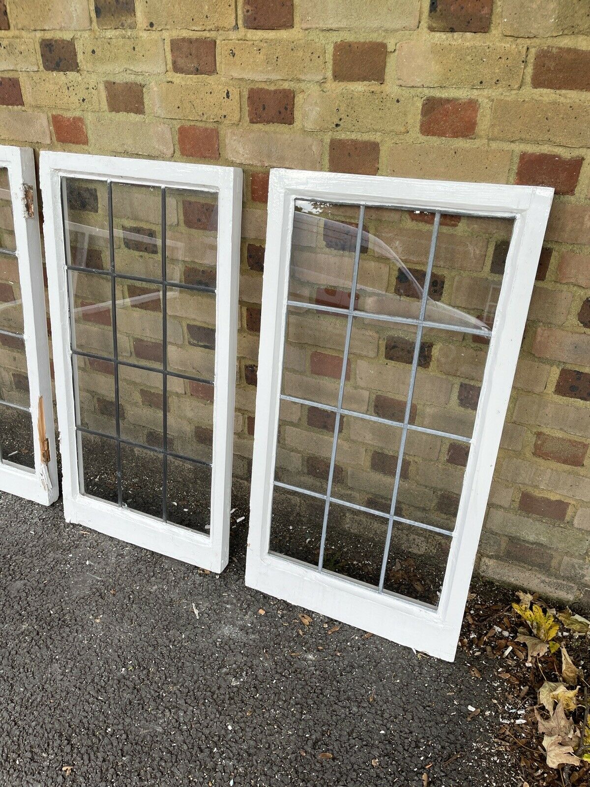 Job Lot Of 6 Reclaimed Leaded Light Panel Wooden Windows