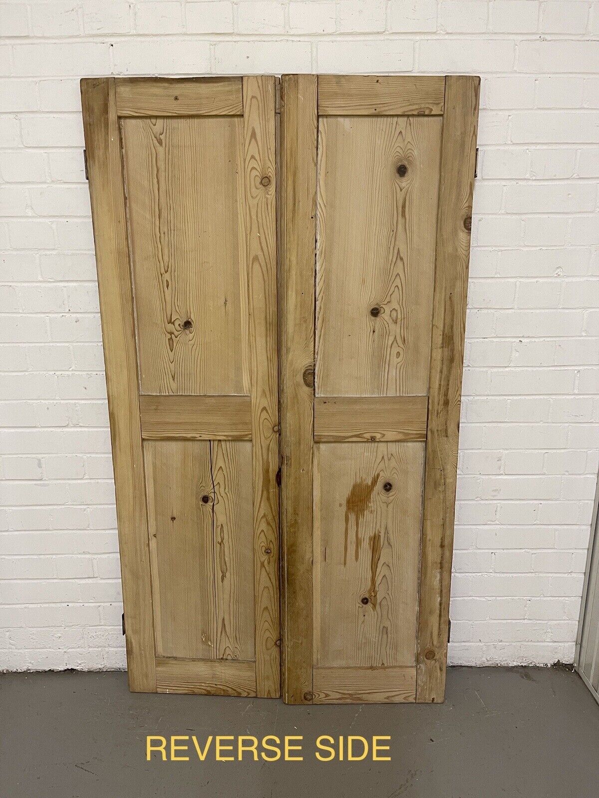 Pair Of Reclaimed Interlocking Victorian Pine  Alcove Cupboard Doors 1605 x 887