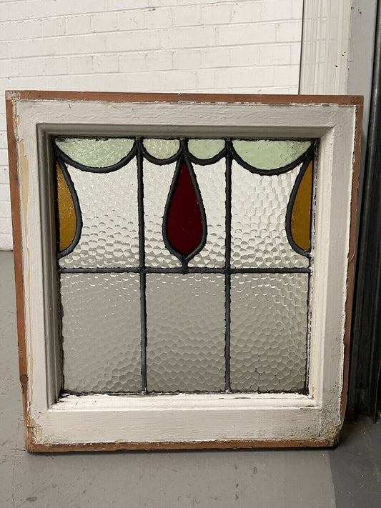 Reclaimed Leaded Light Stained Glass Window Panel 430 x 455mm