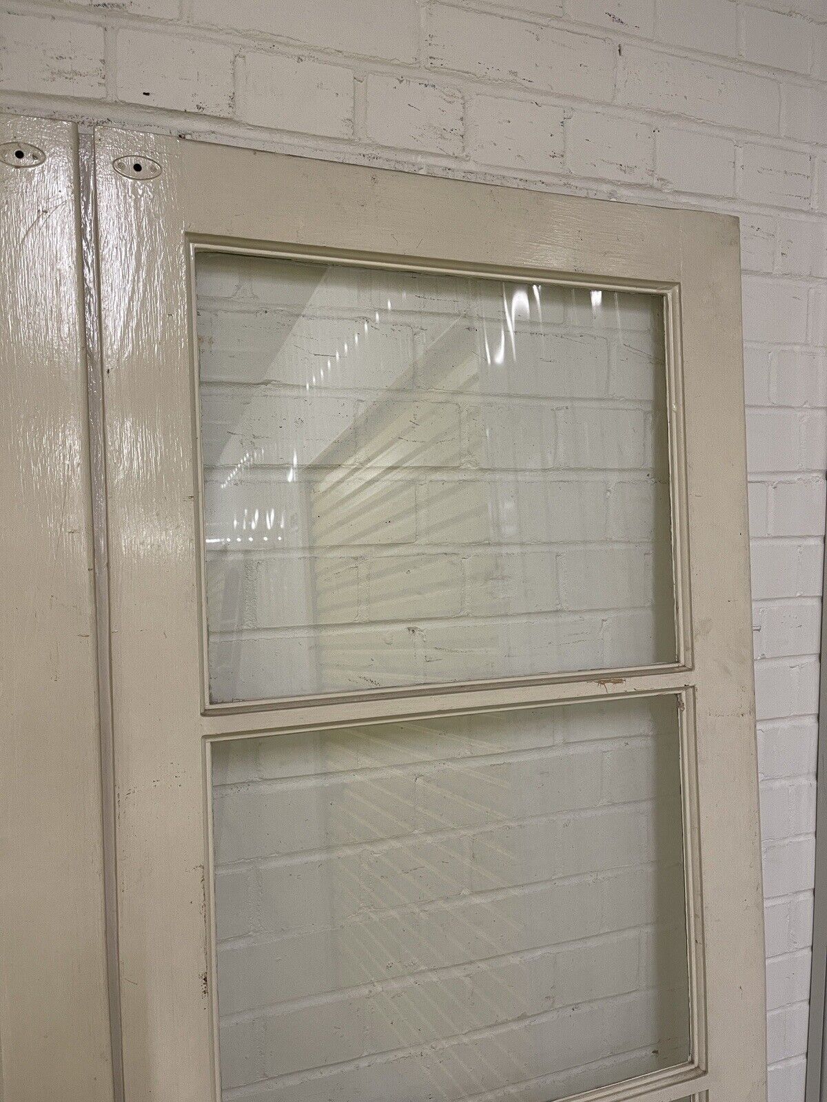 Reclaimed Old French Single Panel Glass Wooden Double Doors 1975 x 1357mm