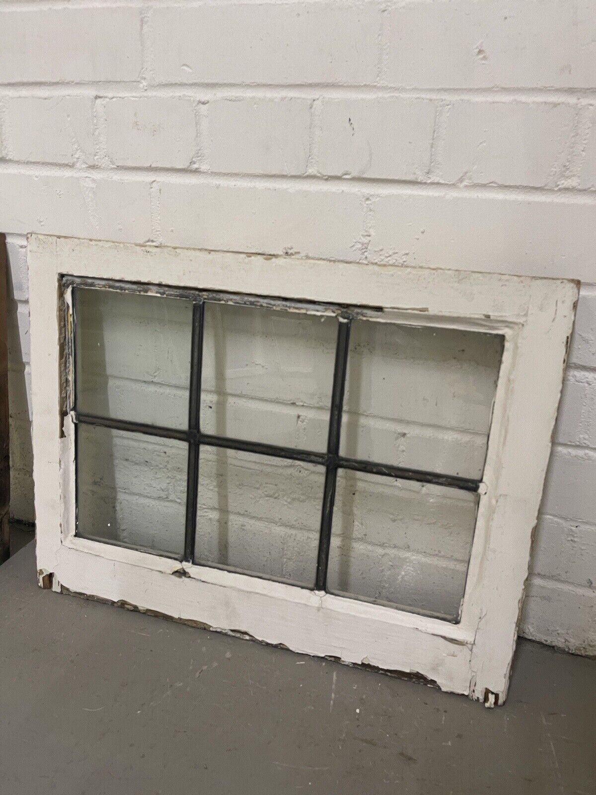 Pair Of Reclaimed Leaded Light Panel Wooden Windows 405 x 540mm 405 x 540mm