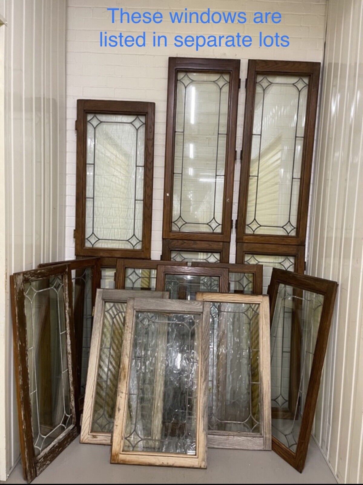 Job Lot Of Four Double Glazed Leaded Trim Oak Wooden Windows 1265 x 500mm