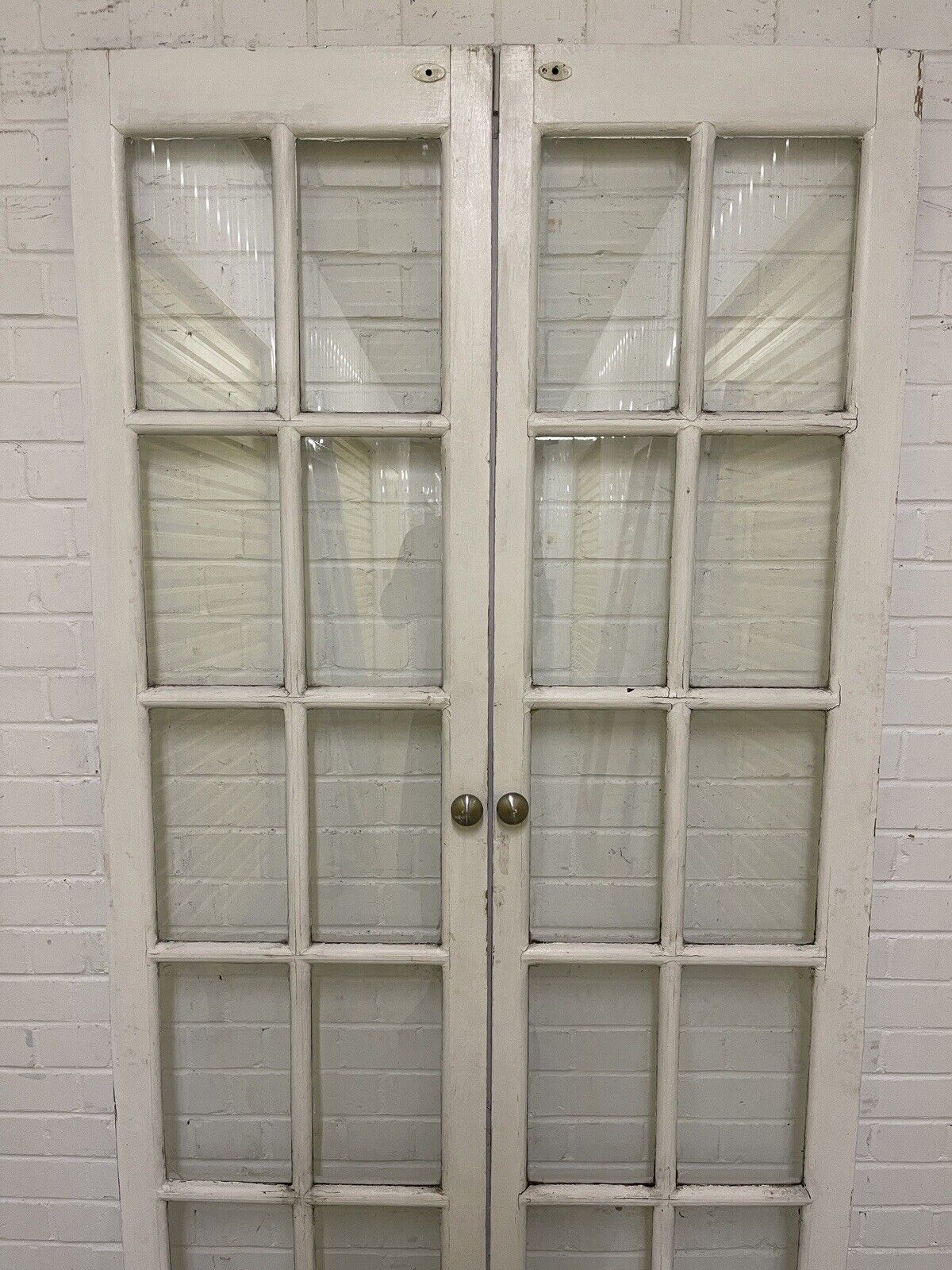 Reclaimed Old French Single Panel Glass Wooden Double Doors 1990mm x 1110mm