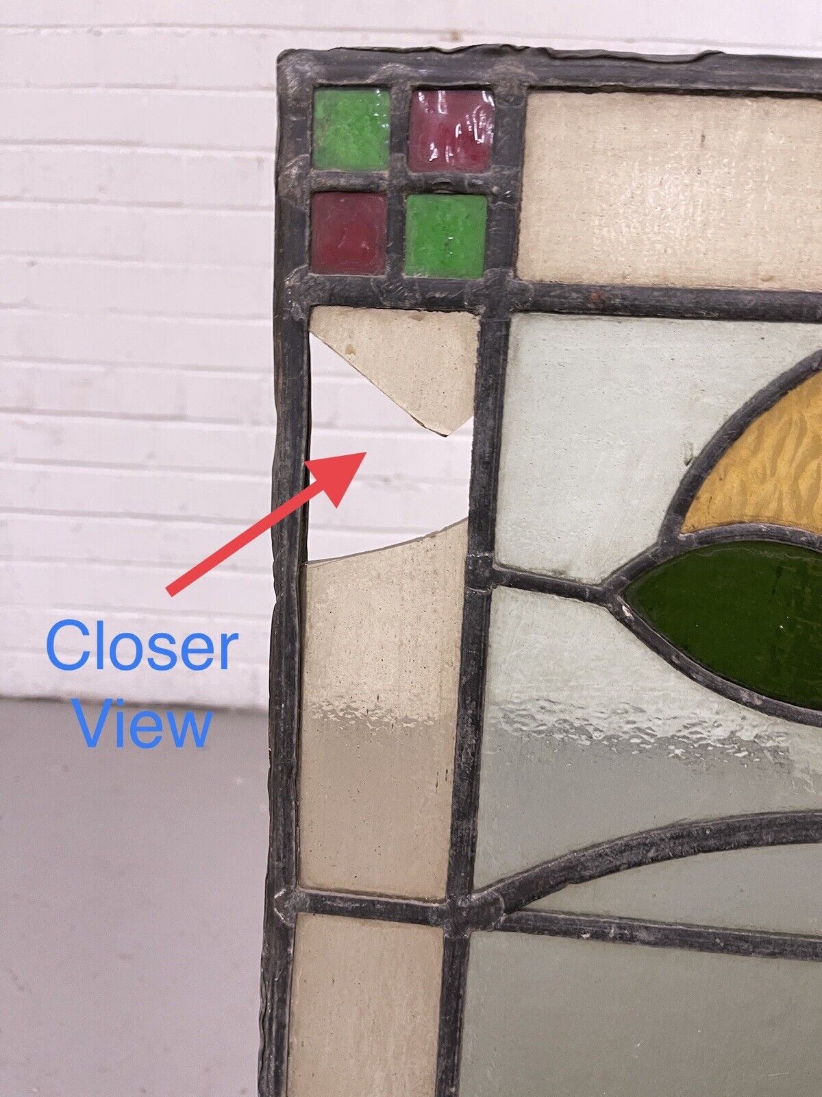 Reclaimed Leaded Light Stained Glass Art Nouveau Window Panel 680 x 615mm