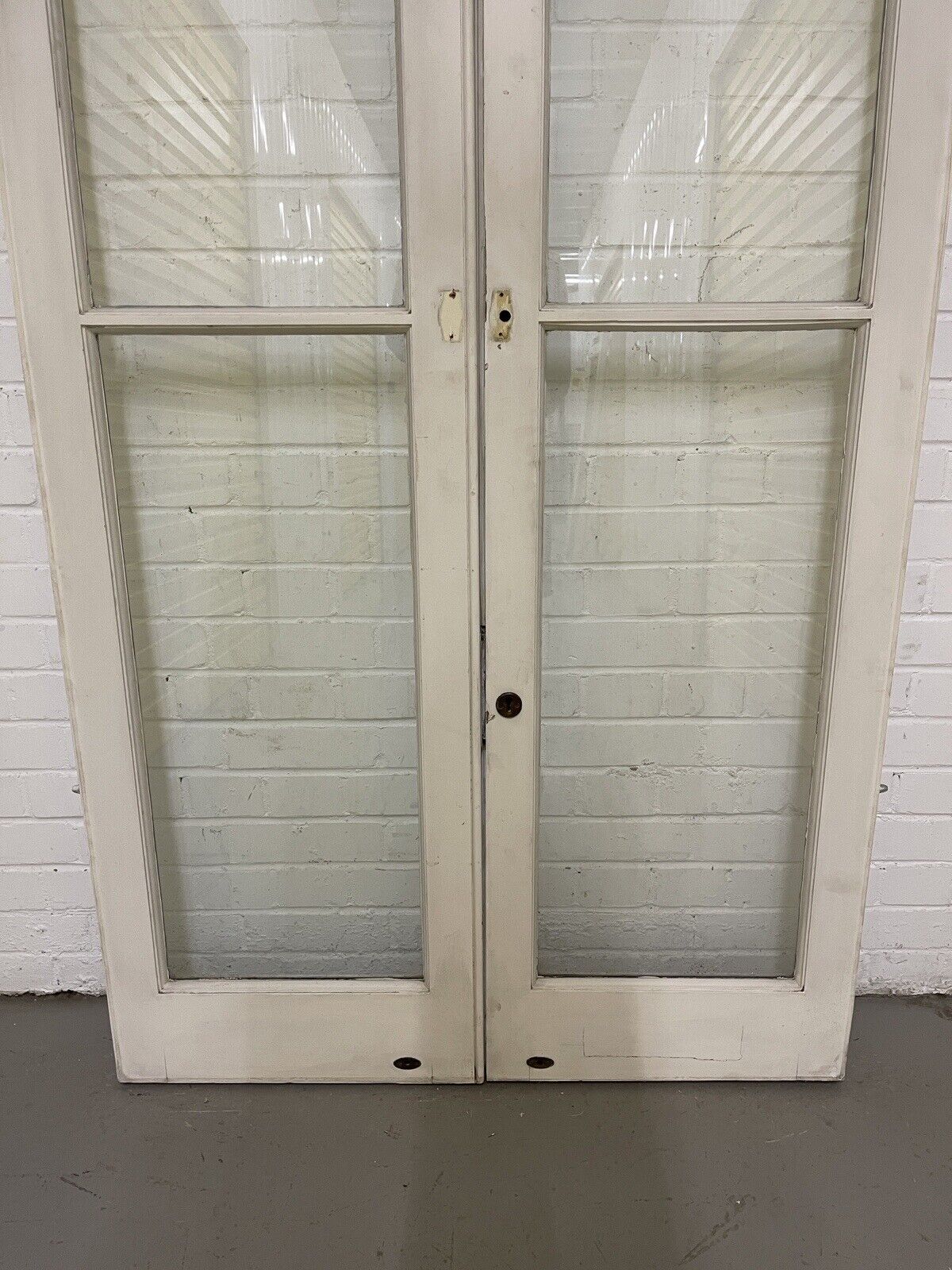 Reclaimed French Toughened Single Panel Glass Wooden Double Door 1925 x 1004mm