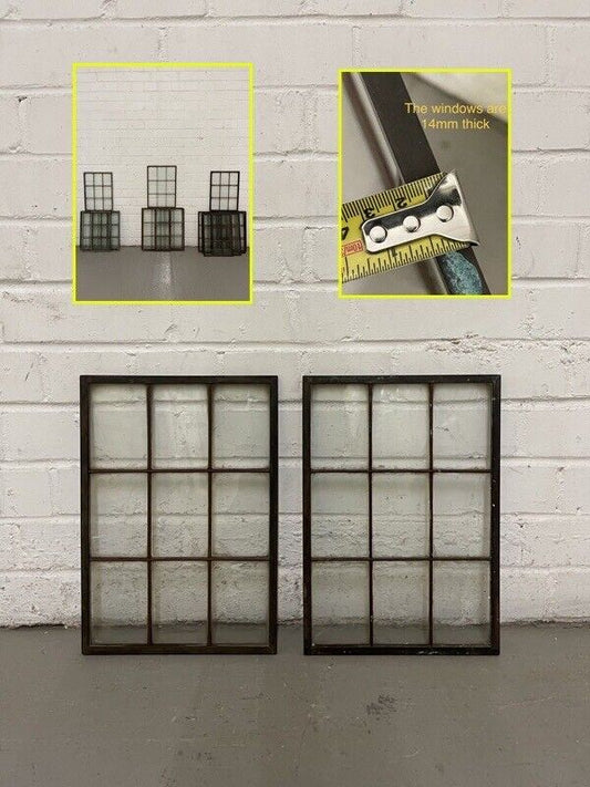 Pair Of Reclaimed Arts & Crafts Copper Window Glass Panes Panels 363mm x 255mm