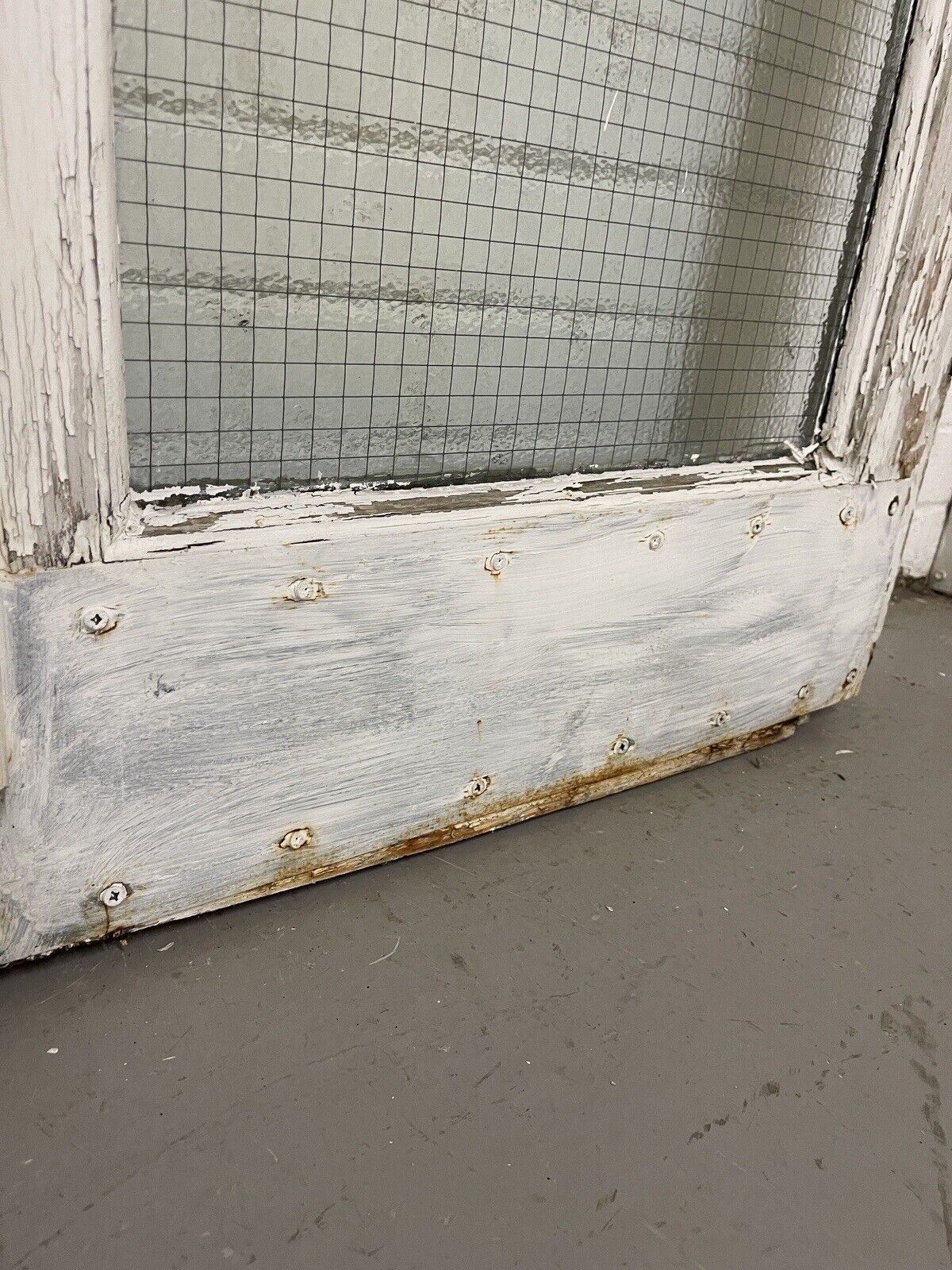 Reclaimed Industrial French Safety Glass Wooden Double Doors 1970 x 1165