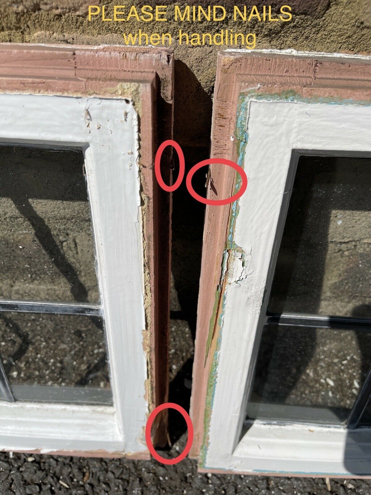 Pair Of Reclaimed Leaded Light Panel Wooden Windows