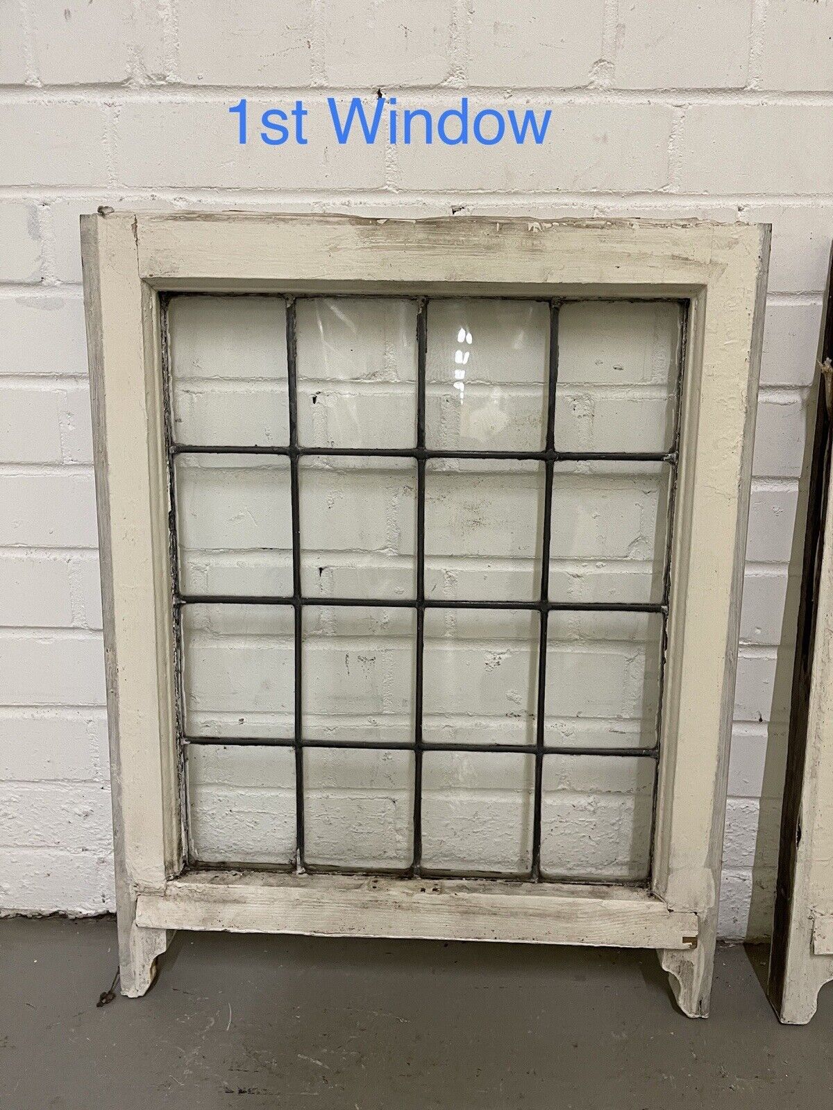 Pair Of Reclaimed Leaded Light Panel Wooden Window 530 x 675mm 530 x 675mm