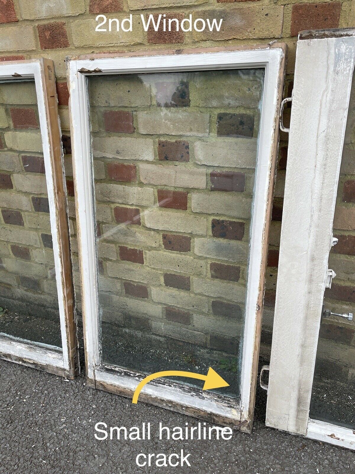 Job Lot Of Reclaimed Old Wooden Panel Sash Windows Cylinder Wavy Glass X 4