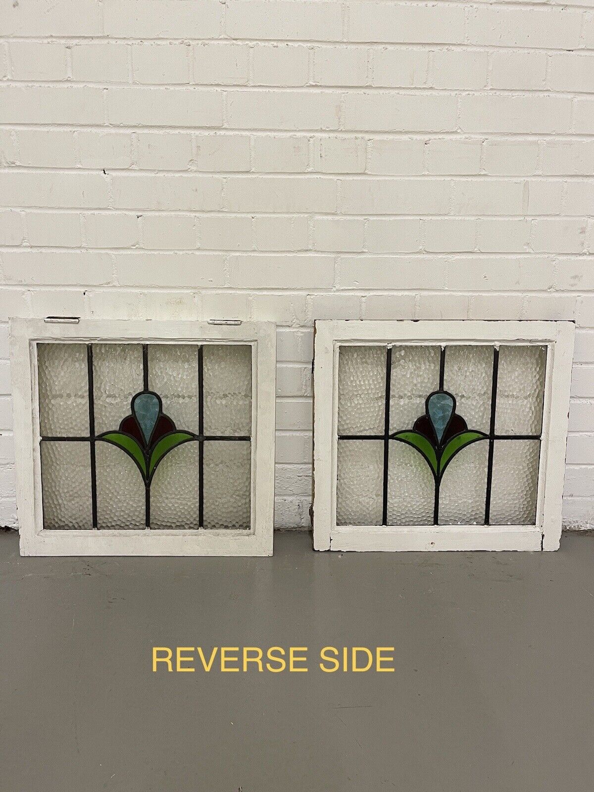 Reclaimed Leaded Light Stained Glass Art Nouveau Wooden Window Panel